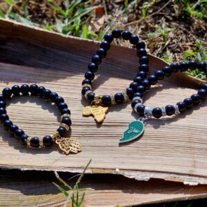 Shiny Black beads with charms