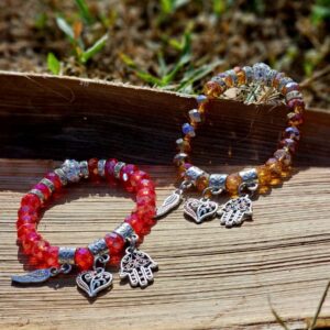 Colorful crystal bracelets/beads with charms